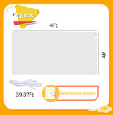 4 Pack Large Banners Signs Paintable Blank Banners 2 x 4 Feet White Flags Plain Make Your Own Banner DIY Party Festival Celebration Sport Activities School Events Outdoor Decoration with 39.37ft Rope AccuLess