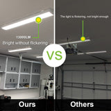 4FT 120W LED Shop Light Linkable, 13000lm(400w Equivalent), 5000K Utility Shop Lights for Garages, Workshops, Basements, Hanging or FlushMount, with Power Cord and Pull Chain, ETL, Black, 2 Pack hykolity