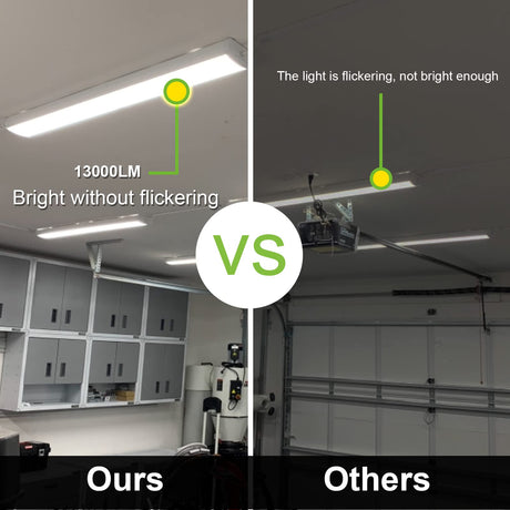 4FT 120W LED Shop Light Linkable, 13000lm(400w Equivalent), 5000K Utility Shop Lights for Garages, Workshops, Basements, Hanging or FlushMount, with Power Cord and Pull Chain, ETL, Black, 2 Pack hykolity