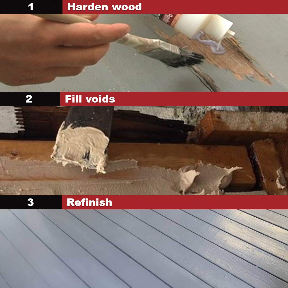 PC-Products PC-Woody Wood Repair Epoxy Paste, Two-Part 12 oz, and PC-Petrifier Wood Hardener 16 oz, Kit PC Products