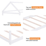 Merax Wood House Bed,Floor Bed with Wood Slats,No Box Spring Needed,Twin Size, White Merax