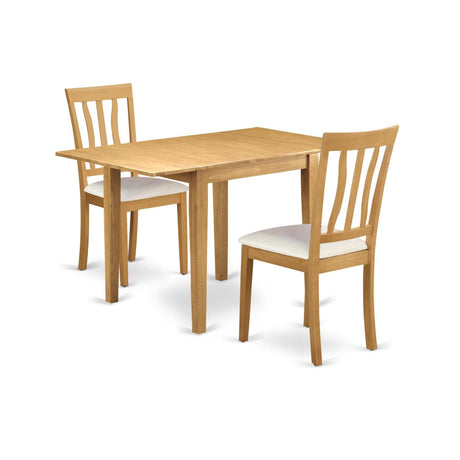 East West Furniture NDAN3-OAK-LC 3 Piece Dining Table Set for Small Spaces Contains a Rectangle Dining Room Table with Dropleaf and 2 Faux Leather Upholstered Chairs, 30x48 Inch, Oak East West Furniture