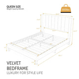 SHA CERLIN Queen Bed Frame/Velvet Upholstered Platform Bed Frame with Headboard/Strong Wood Slats Support/Mattress Foundation/No Box Spring Needed - Pink SHA CERLIN