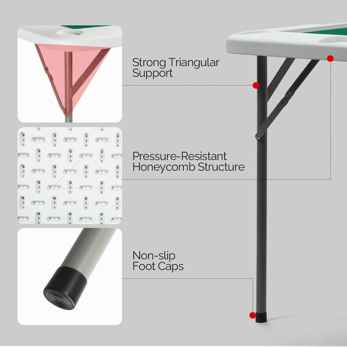 PEXMOR 39.5" Foldable Mahjong Table, Square 4 Player Card Game Table w/Cup Holders & Chip Grooves, Portable Folding Poker Domino Board Game Table for Blackjack, Texas Hold'em, Jigsaw Puzzles Game PEXMOR