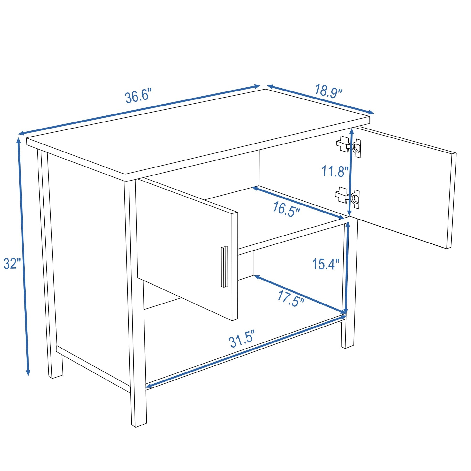 Betterhood 40-50 Gallon Fish Tank Stand, Metal Aquarium Stand with Cabinet for Fish Tank Accessories Storage, 18.9" D x 36.6" W x 32" H, 990LBS Capacity, White - WoodArtSupply