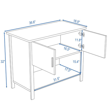 Betterhood 40-50 Gallon Fish Tank Stand, Metal Aquarium Stand with Cabinet for Fish Tank Accessories Storage, 18.9" D x 36.6" W x 32" H, 990LBS Capacity, White - WoodArtSupply