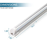 Barrina 8FT LED Shop Lights Fixture, T8 72W 9000lm 5000K, Daylight White, Clear Cover, V Shape,Tube Light, Hight Output, Bulbs for Garage, Warehouse, Plug and Play, 6 Packs Barrina