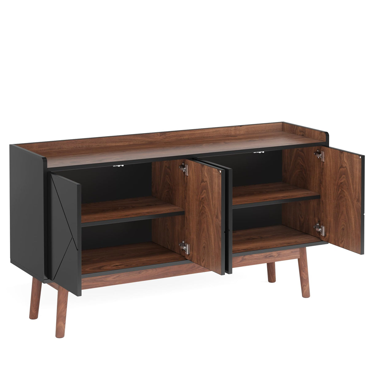 Tribesigns Sideboard Buffet Cabinet with Storage 55" Kitchen Sideboard Cabinet, Wood Coffee Bar Cabinet with Doors, Accent Sideboard Cabinet, Console Table Cabinet for Dining Room Living Room, Black Tribesigns