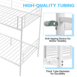 QUJEON Bunk Bed,Twin Over Twin Bunk Beds for Kids Teens Adults,Heavy Duty Metal Slats Bed Frame with Ladders and Guardrail,400 lbs Capacity,No Spring Box Required,White QUJEON