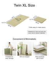 FULI Japanese Tatami Mattress, Tatami Rug, Igusa Mat (Japanese Rush Grass) Folds in Three, Made in Japan (Natural, Twin XL) FULI