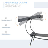 Outsunny Patio Double Chaise Lounge Chair, Outdoor Wheeled Hammock Daybed with Adjustable Canopy and Pillow for Sun Room, Garden, or Poolside, Grey Outsunny