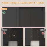 47'' W Large Vanity Desk with Mirror and Lights, 8 Storage Shelves 7 Drawers Vanity Table, Big Makeup Vanity Desk with 3 Lighting Modes, Vanity Dresser with Charging Station, Sliding Mirror (Black) knoworld