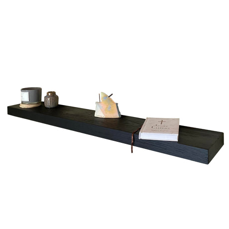 Joel's Antiques - 60 Inch Wooden Floating Shelves for Wall - Made of Natural Wood - Long Heavy Duty Rustic Fireplace Mantel & Book Shelf - Perfect for Living Room - Black 60x8x2 in joelsantiques