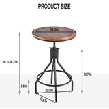 BOKKOLIK Industrial Bar Table, Counter Height 30-36inch Height Adjustable, Swivel Wooden Tabletop, Farmhouse Dinner Table for Home Kitchen，Vintage Display Stand BOKKOLIK