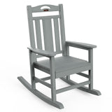 Oversized Rocking Chair Outdoor, HDPE Poly Rocking Chair, All Weather Porch Rocker for Deck Patio Balcony, 380lbs, Grey Ciokea