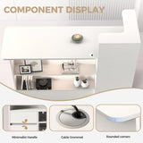 Anzhap Reception Desk with Counter - Front Desk Reception Counter with Hidden Cable Management, Lockable Drawer and Storage Cabinet for Salon,Office,Lobby,Cashier (White+Natural/Right,59"L*19"W*39"H) Anzhap