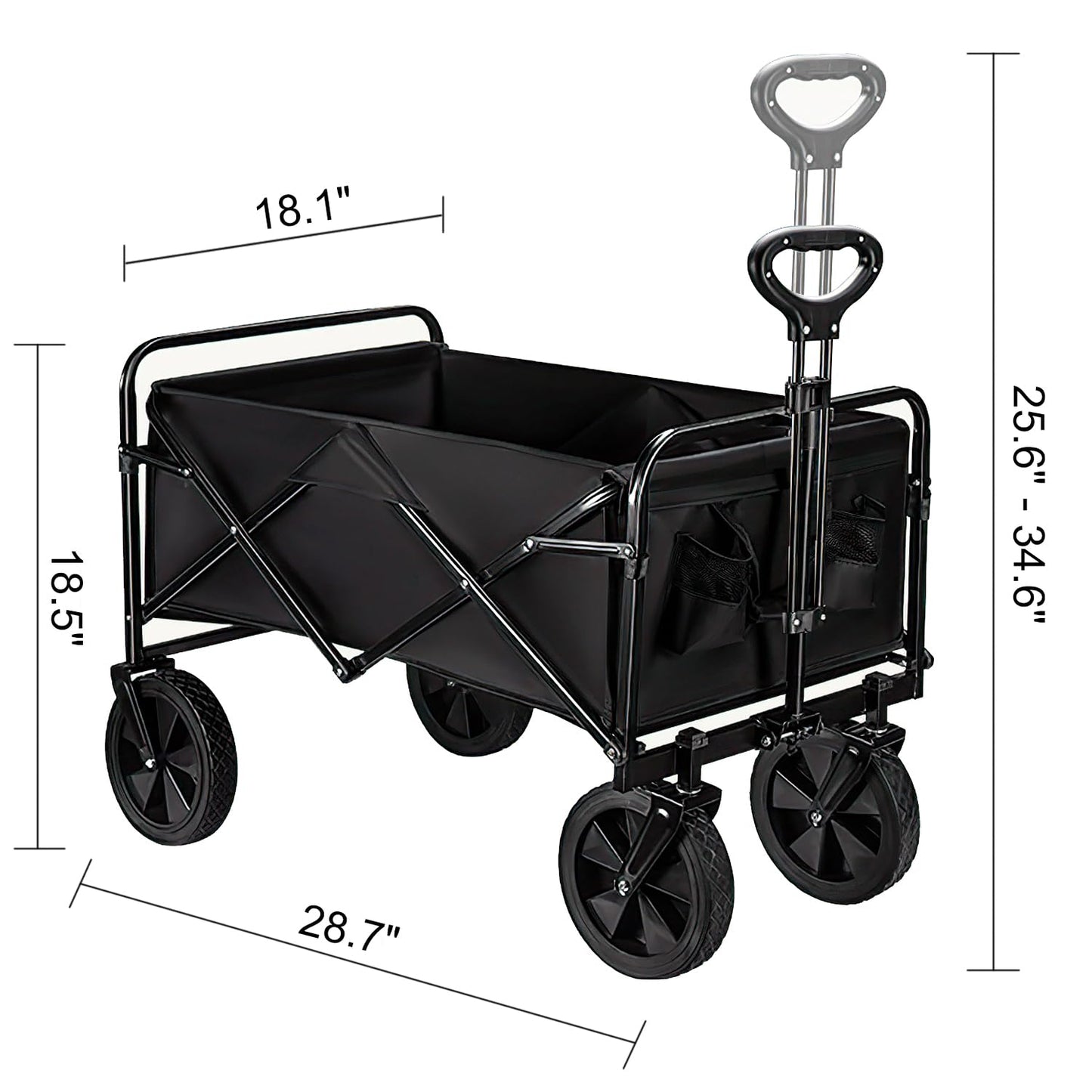 XKZG Collapsible Folding Wagon, Beach Cart Large Capacity, Heavy Duty Folding Wagon Portable, Collapsible Wagon for Sports, Shopping, Camping (Black) - WoodArtSupply