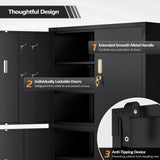 VINGLI Large Garage Storage Cabinet with 4 Doors, Upgraded Height & Wide & Deep, 43''W x 23''D x 75''H, Oversized Metal Storage Cabinet with Pegboards Wheels Locks and Adjustable Shelves (Black) VINGLI
