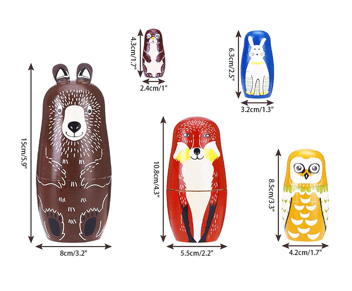 Maxshop Nesting Dolls for Kids - Russian Wooden Stacking Nested Set 5 Pieces Handmade Toys for Children Christmas Birthday Rome Decoration Halloween Wishing Gift (Captain Bear) Maxshop