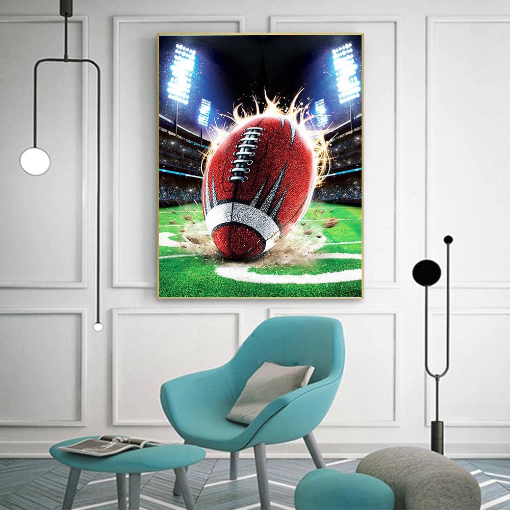 DIYPAINTING DIY 5D Diamond Painting by Number Kits for Adults and Kids Football 16X20 Painting Cross Stitch Full Drill Crystal Rhinestone Embroidery Pictures Arts Craft for Home Wall Decor Gift DIYPAINTING