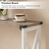 HOOBRO Farmhouse Console Table, Narrow Entryway Table, Sofa Table with 2 Open Shelves, for Hallway, Living Room, White and Greige WG08XG01 HOOBRO