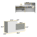 Homsee Modern Reception Desk Office Desk with Storage Shelves & Marble Texture, Retail Counter Front Desk Table for Checkout & Home Office, White & Grey Homsee