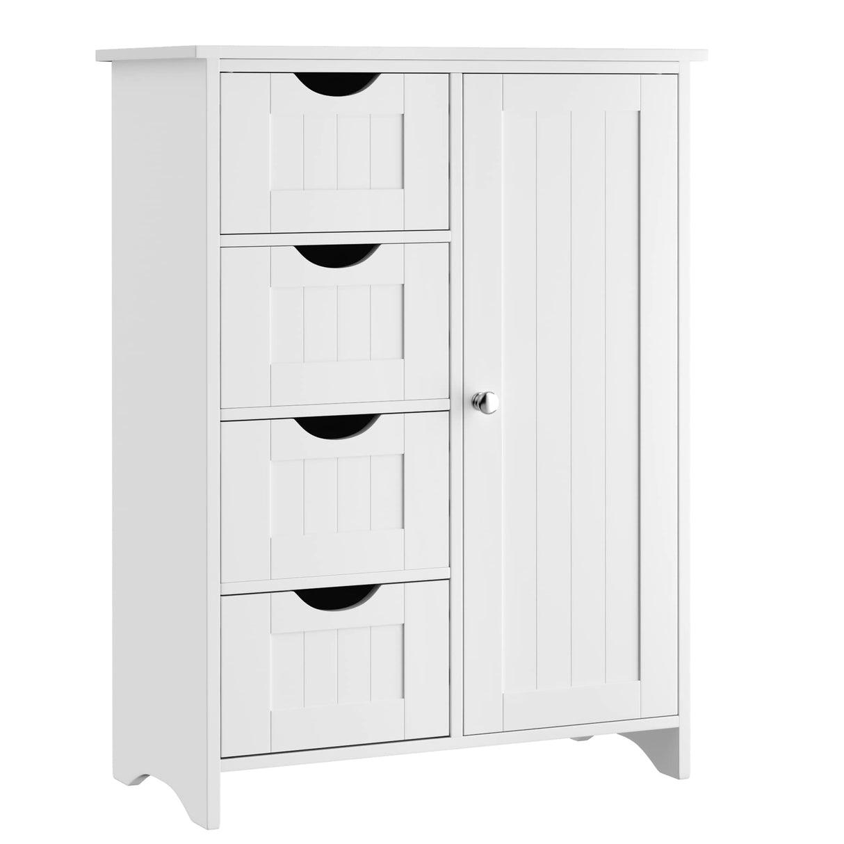 JUMMICO Bathroom Storage Cabinet, Floor Cabinet with 4 Drawers and 1 Adjustable Shelf, Storage Oragnizer for Living Room, Kitchen, Bathroom (White) JUMMICO