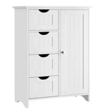 JUMMICO Bathroom Storage Cabinet, Floor Cabinet with 4 Drawers and 1 Adjustable Shelf, Storage Oragnizer for Living Room, Kitchen, Bathroom (White) JUMMICO