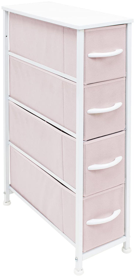 Sorbus Kids Narrow Dresser with 4 Drawers - Vertical Slim Storage Chest of Drawers with Steel Frame, Wood Top & Easy Pull Fabric Bins for Small Spaces, Closets, Bedroom, Bathroom & Laundry Sorbus