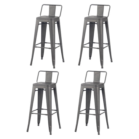 YOUNIKE 30 Inches Metal Barstools Counter Height Bar Stools Set of 4 Indoor Outdoor Patio Bistro Home Kitchen Low Back Stackable Bar Chairs Rusty Grey YOUNIKE