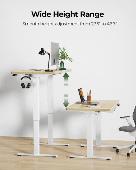 Marsail Standing Desk with Drawer, 48x24 Inch Adjustable Height Standing Desk, Electric Stand up Desk, Sit Stand Home Office Desk, Ergonomic Workstation for Home Office Computer Gaming Desk Maple Marsail