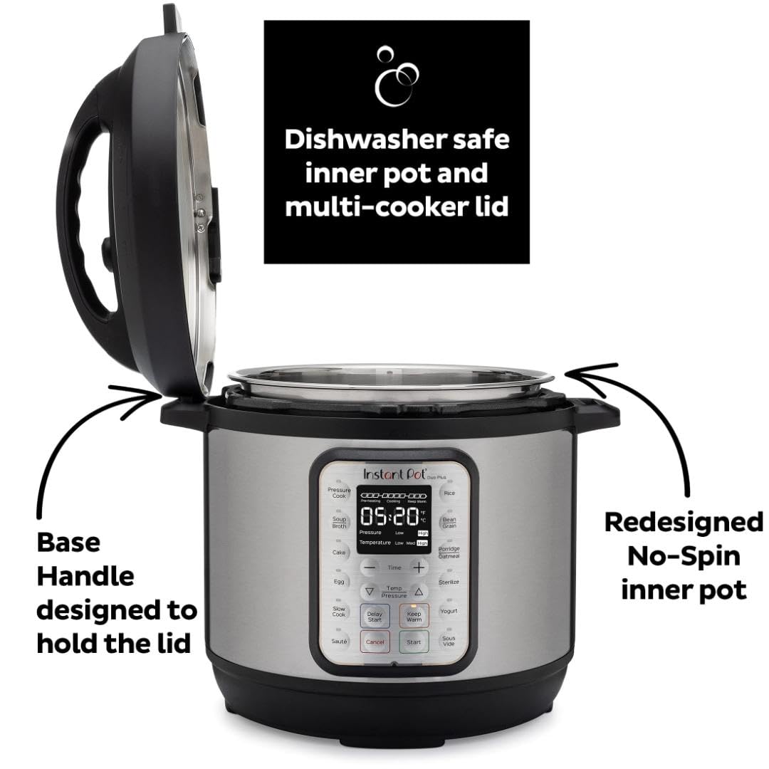 Instant Pot Duo Plus 9-in-1 Electric Pressure Cooker, Slow Cooker, Rice Cooker, Steamer, Sauté, Yogurt Maker, Warmer & Sterilizer, Includes App With Over 800 Recipes, Stainless Steel, 6 Quart Instant Pot