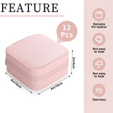 Canlierr Small Travel Jewelry PU Leather Boxes Bulk for Women Girls, Bridesmaid Gift Boxes Portable Jewelry Organizer for Rings (Pink, 12 Pcs) Canlierr