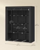 SONGMICS Portable Closet, 51.2 Inch Large Capacity Wardrobe Closet Organizer with Fabric Cover, Hanging Rods and Shelves, 51.2 x 17.7 x 66.1 Inches, for Bedroom, Living Room, Ink Black URYG096B01 SONGMICS