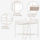 Heavy Duty ikalido Twin Over Twin Metal Bunk Bed with Safety Guard Rail and Ladder in Matte White ikalido