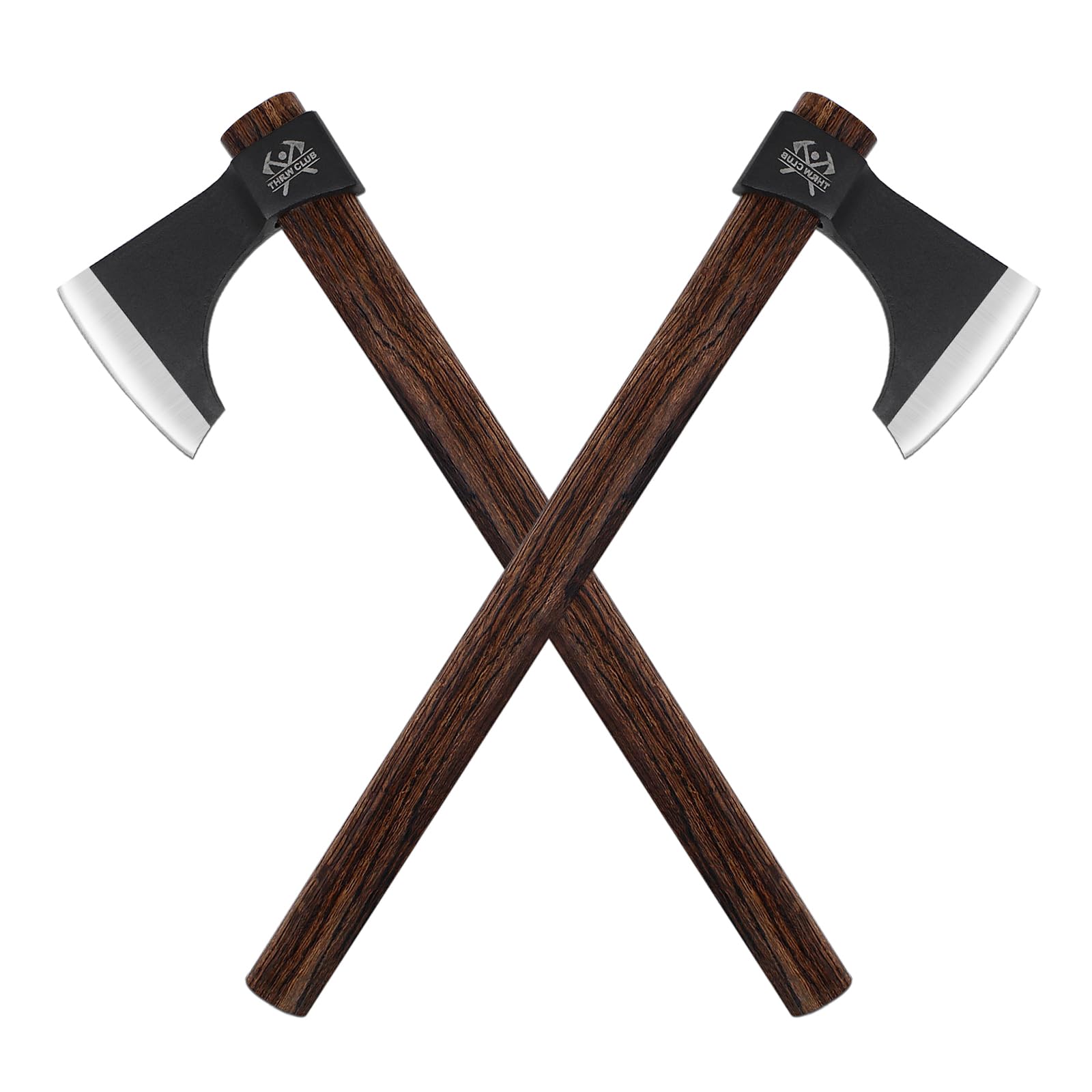 THRWCLUB Throwing Axe Set 2Pack, 18.9" Viking Tomahawk Axe with 1065 High Carbon Steel and Beech Wooden Handle, Well Balanced, Great for Axe Throwing Competition and Recreation - WoodArtSupply