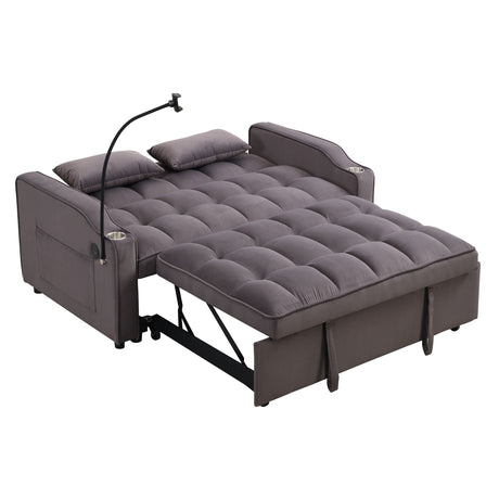 Modern Loveseat Futon Sofa With Pullout Bed, Adjustable Reclining Backrest, Toss Pillows HouseOfZazla