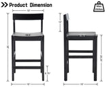 HNY Black Bar Stools Set of 4, 26'' Counter Height Barstools Modern Counter Stools with Backs and Footrest Faux Leather Island Chairs, Farmhouse Wooden Stools for Kitchen Counter Island Home Bar HNY