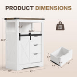 JUMMICO White Storage Cabinet with Doors and Drawers, Farmhouse Sideboard Buffet, Kitchen Pantry Hutch Cabinet, Coffee Bar for Living Room, Dining Room JUMMICO