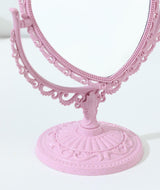 JDPEYI-Pink Heart Shaped Mirror - Coquette Room Decor for Desk & Vanity -Double-Sided Rotatable Cute Magnifying Mirror with Stand JDPEYI