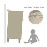 WAMPAT Buffet Cabinets Sideboards, 70.8" Wood Credenza Console Tables with 4 Doors, Set of 2 Kitchen Storage Cabinets with 6 Compartments & Solid Wood Legs for Living Room, Hallway, Beige, 1 Pack WAMPAT