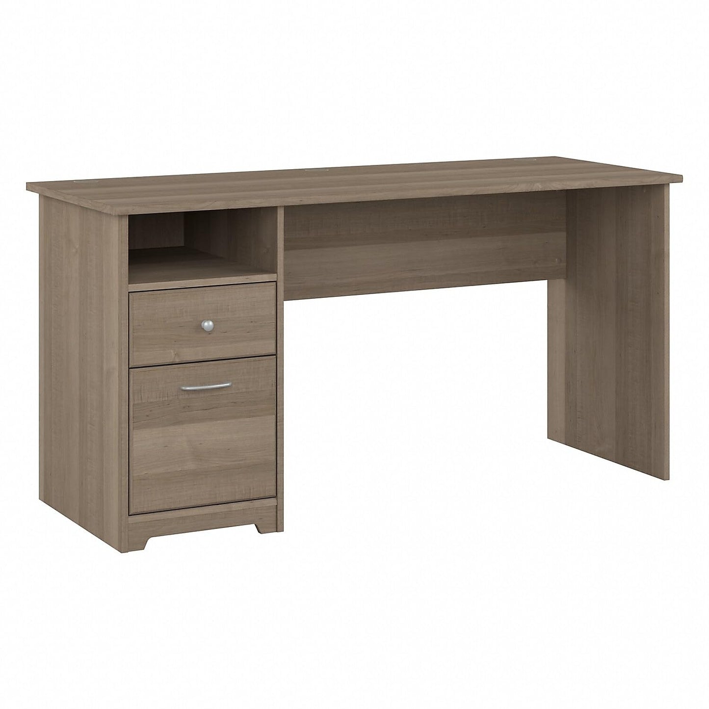 Bush Furniture Cabot 60W Office Desks for Home Office with Storage and Chrome Hardware | Elegant Computer Table with Drawers, Ash Gray - WoodArtSupply