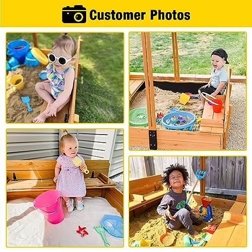 Aivituvin Kids Sand Boxes with Canopy Sandboxes with Covers Foldable Bench Seats, Children Outdoor Wooden Playset - Upgrade Retractable Roof (47x47Inch) Aivituvin