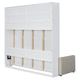 Harper & Bright Designs Queen Size Murphy Bed Cabinet Wall Bed Chest with Sofa, Storage Bookshelves, Wooden Murphy Bed Frame for Home Office Guest Room Bedroom, White Harper & Bright Designs