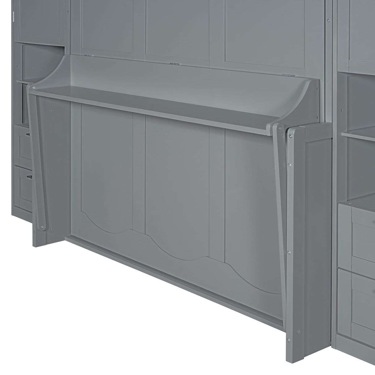 Queen Size Murphy Bed Wall Bed with Desk and Closet,Drawers and Shelves,for Small Spaces Studio Study Office Guest Room Use (Gray#Desk, Queen) Brabrety
