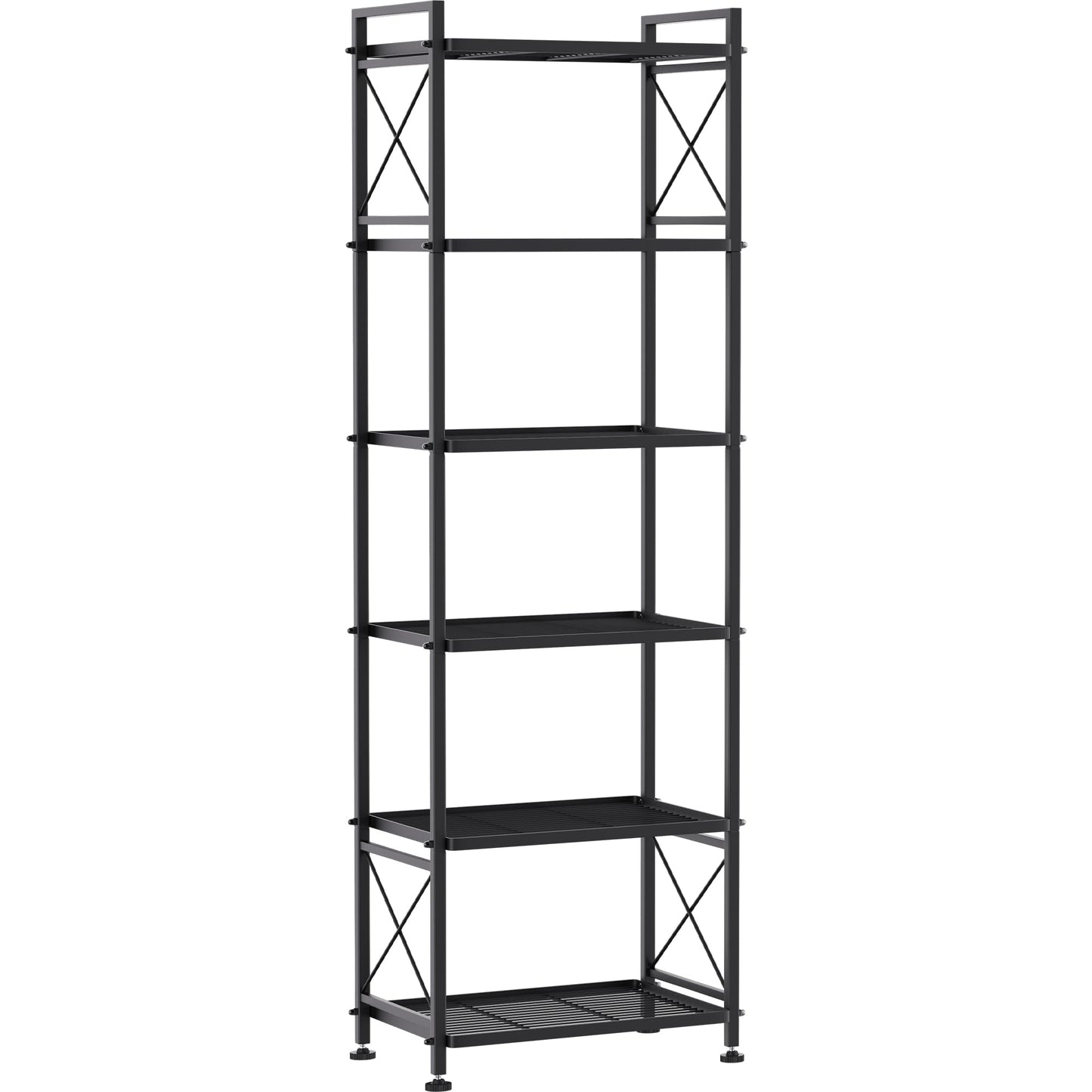 YOHKOH 6 Tier Metal Storage Rack Shelves, Standing Storage Shelf Units for Laundry Bathroom Kitchen Pantry (Black,17.0L x 12.9W x 64.9H)