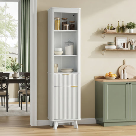 Tall Bathroom Storage Cabinet With Adjustable Shelves And 1 Drawer & Door HouseOfZazla