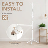 Hupmad Wooden Tree Coat Rack Stand,Sturdy Freestanding Coat Rack with 8 Hooks,3 Adjustable Height for Child Adult,Wood Coat Stand Tree Fits Entryway Bedroom Office for Bags,Hats Hupmad
