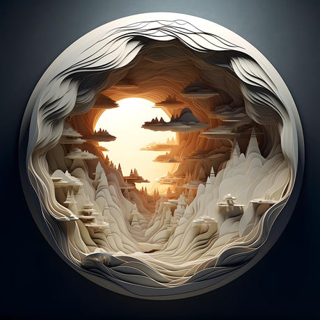 Bgraamiens Puzzle-Dawn- 3D Visual Dawn Inside a Cave 1000 Pieces Round Puzzle for Adult,Unique Puzzle Autostereoscopy Puzzle Hard Challenge Puzzle for Adult Bgraamiens