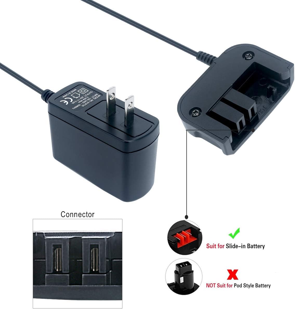 Replace for Black and Decker 18V Battery Charger 90556254-01 9.6V-18V NiCad & NiMh Battery HPB12 FS12B HPB14 FSB14 HPB18 HPB18-OPE FSB18 HPB96 FSB96 Gonocop